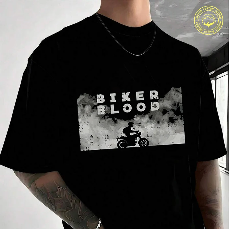 

Biker Blood Motorcycle Motorbike Moto Cotton T-Shirt New Men's Casual O-neck Short Sleeve Tees