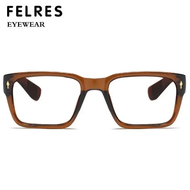 Trending Square Anti Blue Light Reading Glasses Men\'s Computer Optical Prescription Eyeglasses Finished Hyperopia Eyewear FELRES