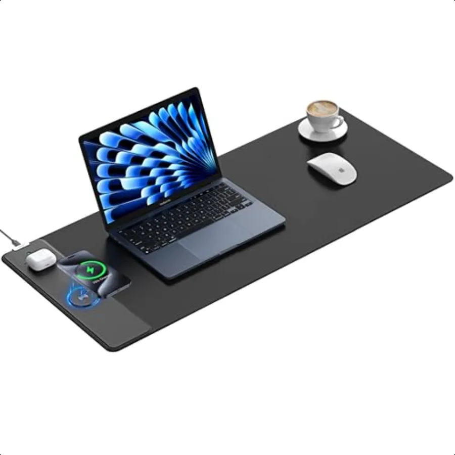 

Mouse Pad with 15W Fast Wirel Charging 35.43x15.75 XXXL Large Gaming Waterproof Desk Pad with UltraSmooth Surface NonSlip Base