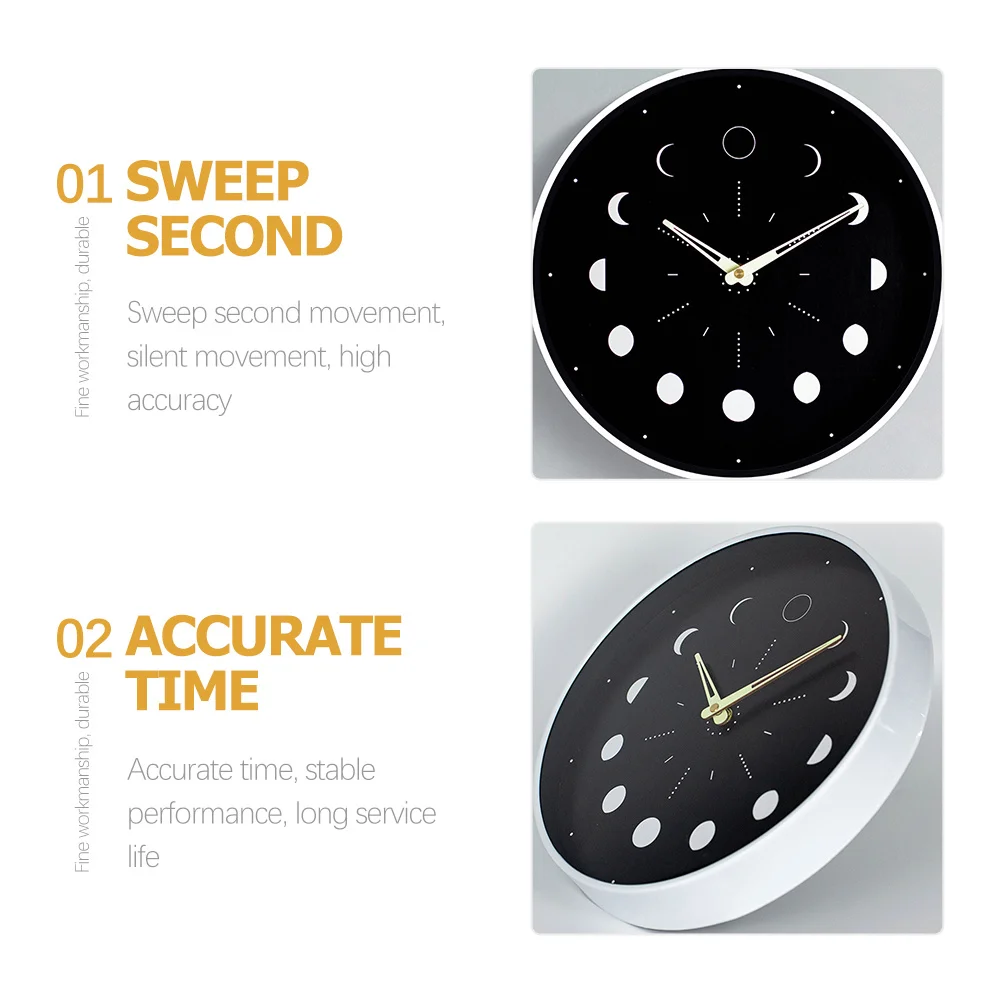 ساعة حائط خشبية صامتة على شكل قمر مضيئة غير موقوتة مستديرة متوهجة في الظلام ديكور لغرفة المعيشة وغرفة النوم والمكتب وساعة حائط