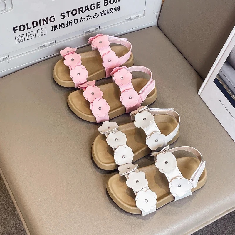 

Children Casual Sandals for Girl 2025 Summer New Fashion Korean Style Soft Sole Anti-slippery Versatile Sweet Bowtie Beach Shoes