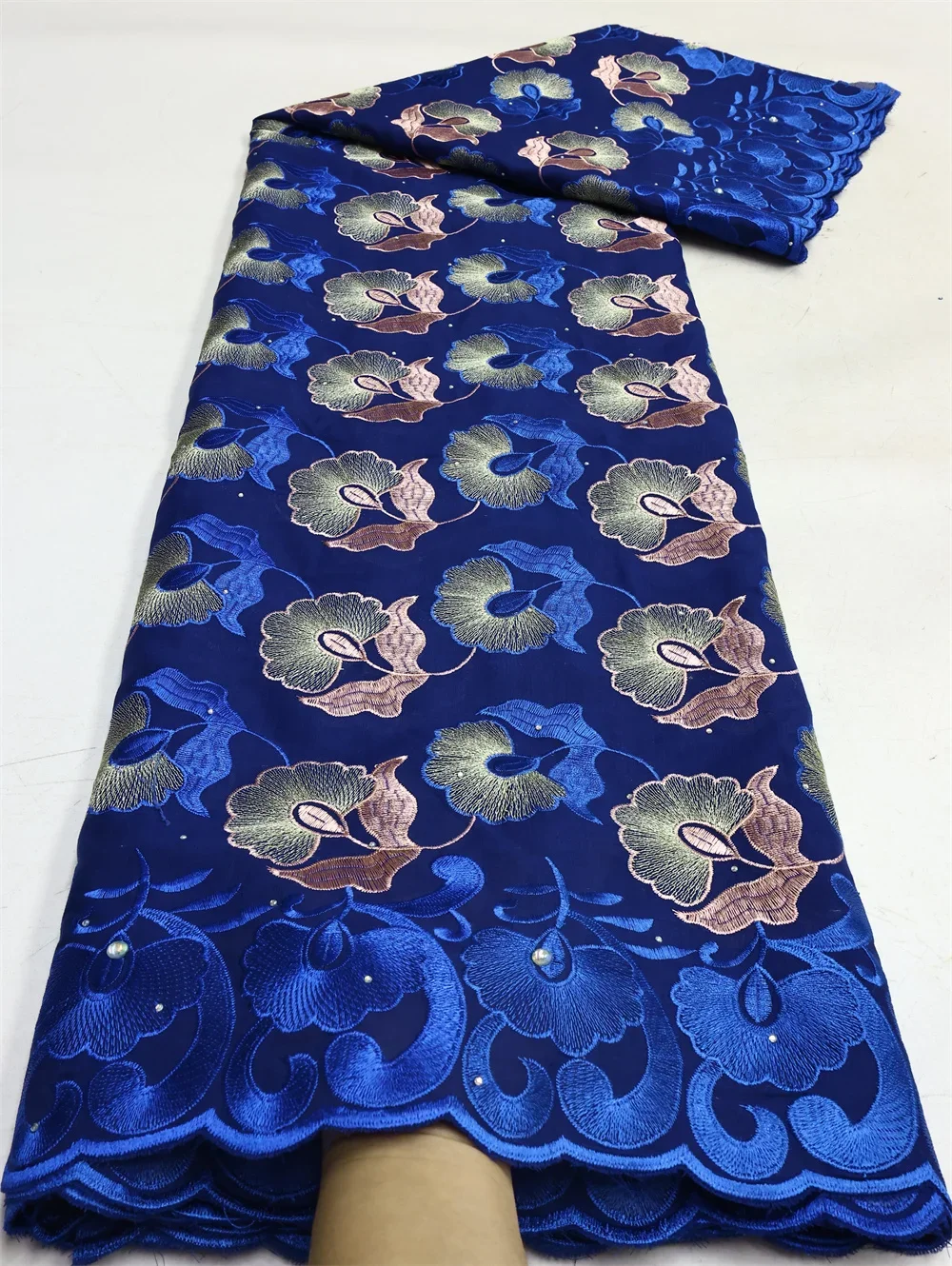 5 Yard 2025 Desain Terbaru Kain Renda Voile Swiss Renda Kering Katun Nigeria Perancis dengan Batu untuk Menjahit Pesta Malam Wanita