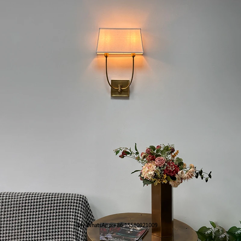 American-style All-copper Vintage Bedroom Bedside Lamp, Mirror Front Light, Simple Living Room Double-headed Hallway Wall Lamp