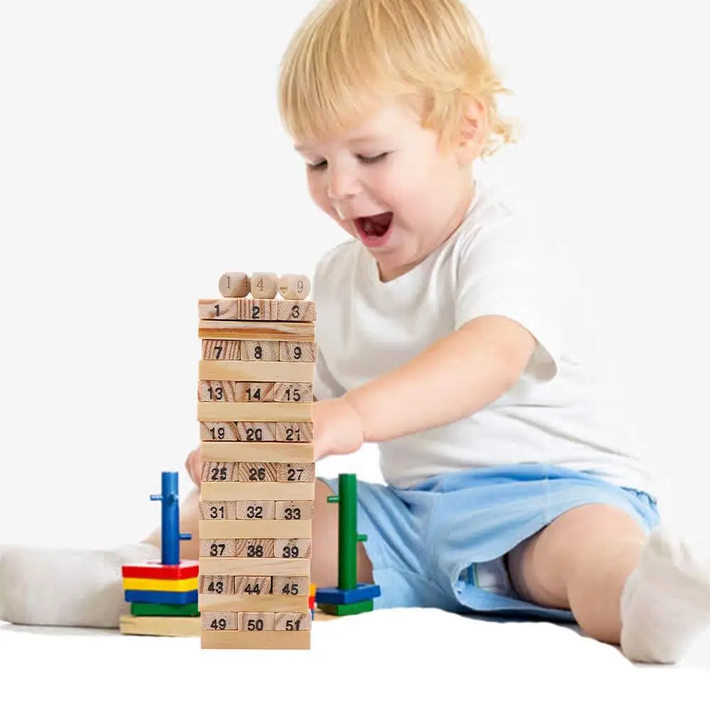 

Puzzle Interaction Toys Building Blocks Toy Wooden Block Stacking Tower Early Education Toys Digital Building Block