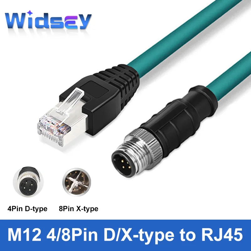 M12 X/D-type Network Cable Connector 1 Meter 4/8Pin To RJ45 Male X Coding Aviation Plug Industrial Camera Sensor Drag Chain Line