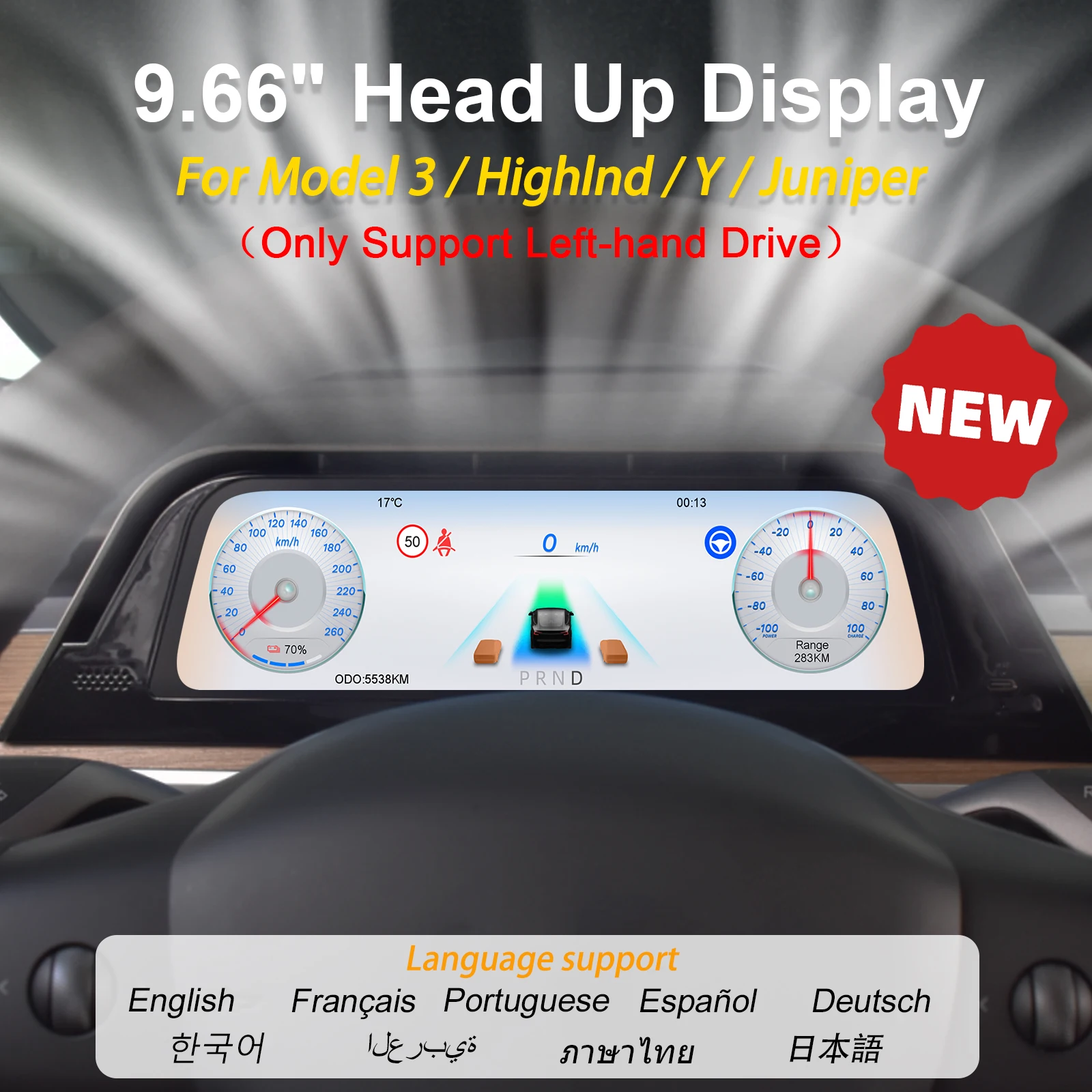 Onlysay New Design Head Up Display With Air Vent Support Wireless CarPlay Touchscreen For Tesla Model 3 Highland Model Y Juniper