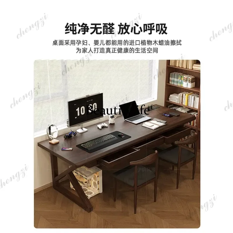 E-sports table with drawers, pure solid wood, household computer table, calligraphy writing table, workbench p182