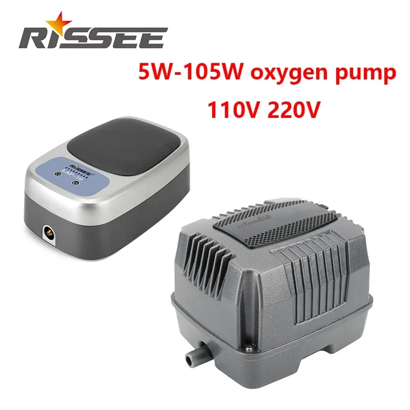 

110v 220v Rissee Aquarium Oxygen Pump High Power 5-105W Diaphragm Compressor Pond Aeration Pump Air Pump