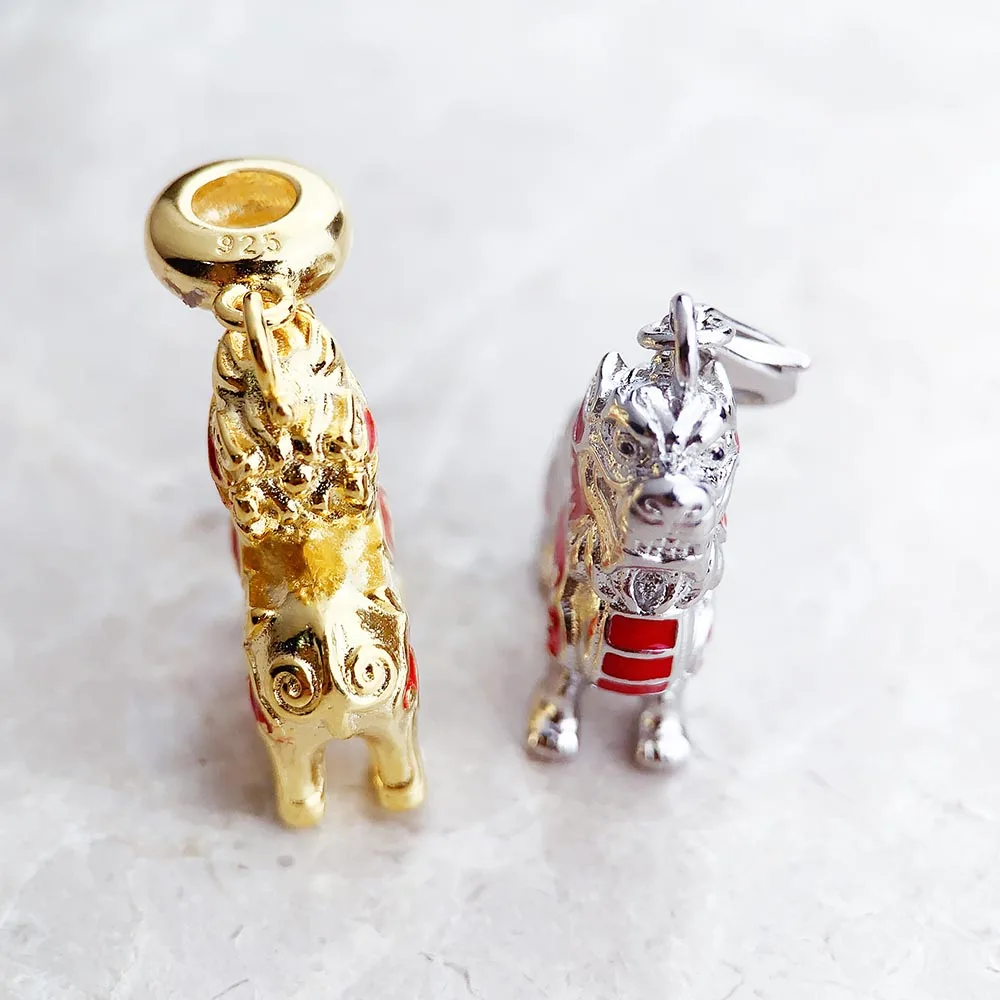 Chinese Pixiu Pendant 925 Sterling Silver Dangle Charm For Women Men Vintage Fine Jewelry Protection Gift