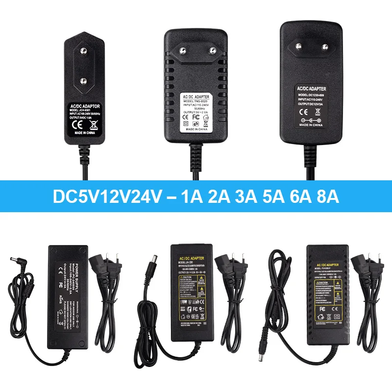 DC5V/12V/24V Lighting Transformer Adapter AC100V-240V 1A 2A 3A 5A 6A 8A 10A Power Supply Converter Charger For LED Strip CCTV