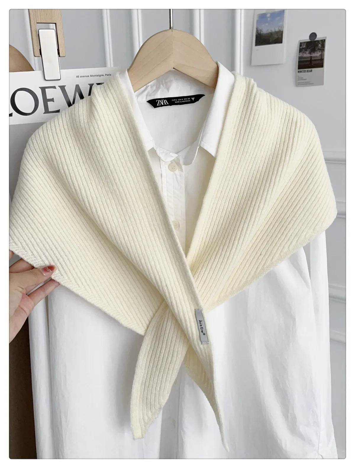 في المئة الصوف مثلث وشاح الشتاء الدفء شال متماسكة التفاف الرقبة غطاء الكتف لينة خفيفة الوزن الإكسسوارات #5