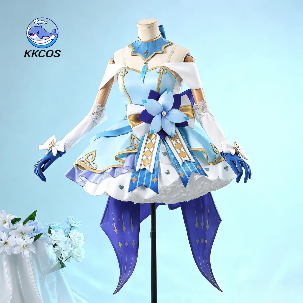 KKCos Roco Kingdom Platinum Unicorn Iris Cosplay Costume Blue Pretty Women Dress Anime Game Outfit Role Play Clothes