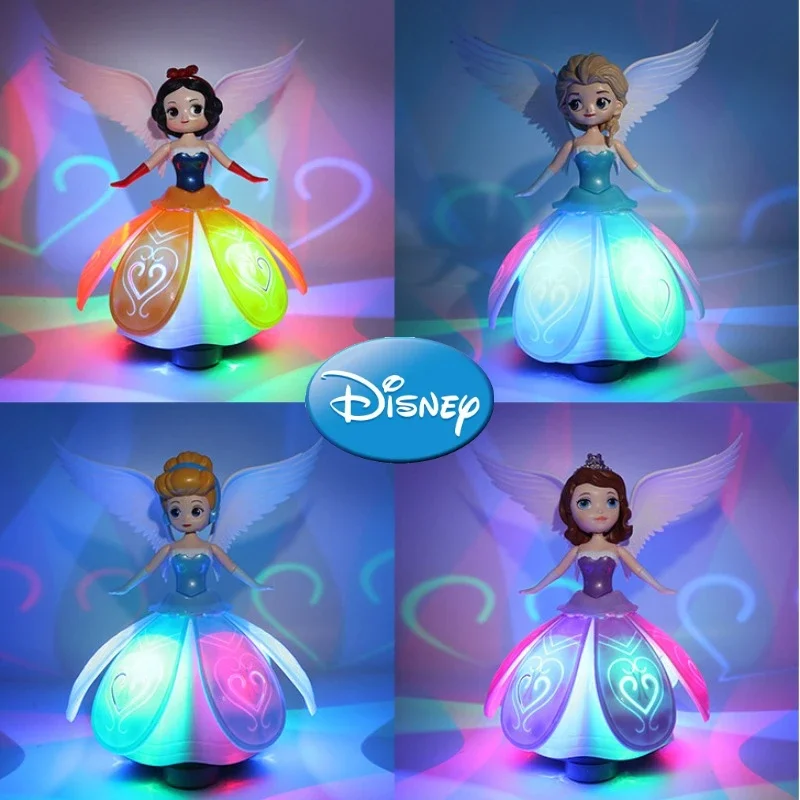 Disney Frozen Elsa Anna Snow White Sofia Princess Dance Robot with Night Light Music Luminous Toy Cake Decoration Kids Toys Gift