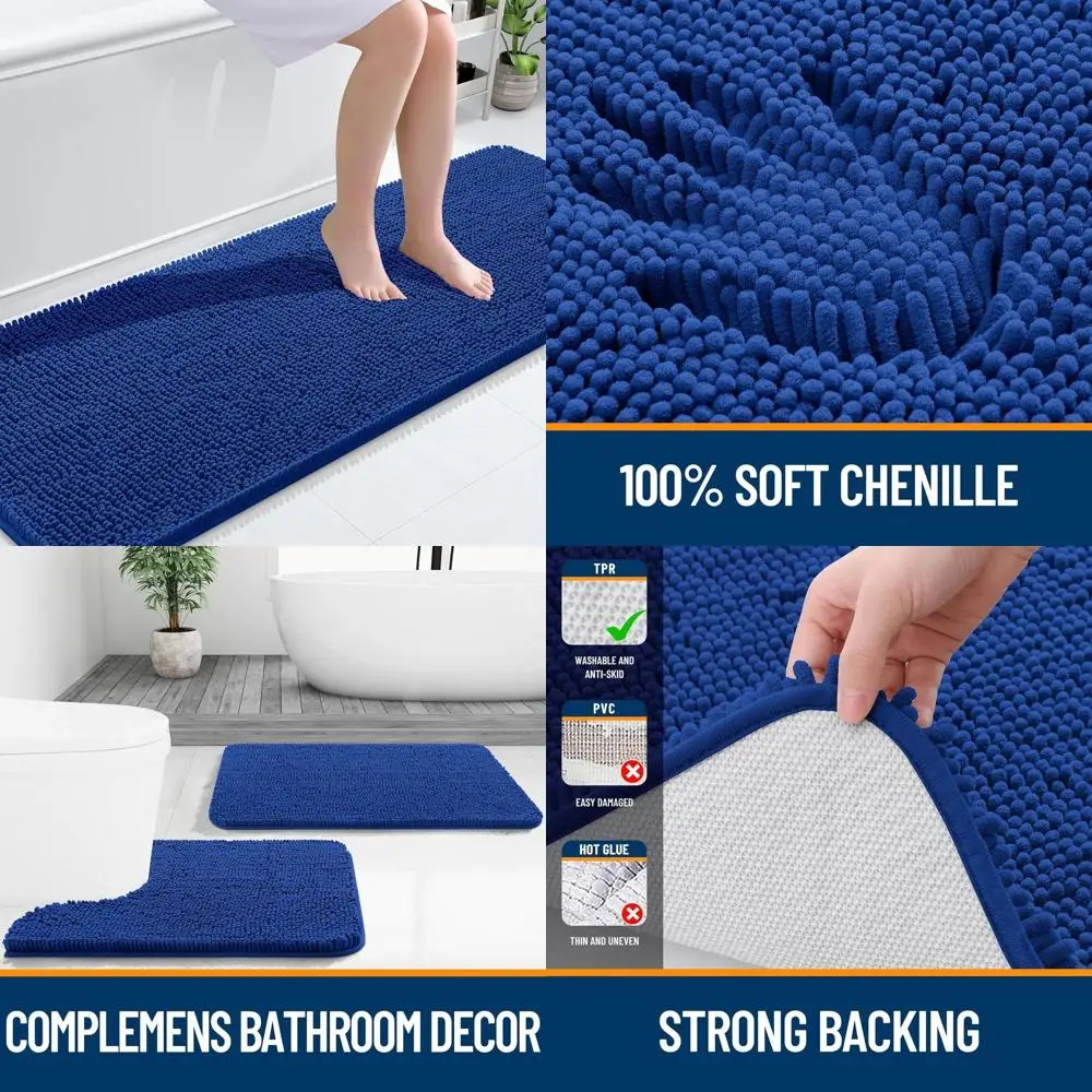 

Роскошный коврик для ванной из синели 70x24, мягкий и впитывающий, с резиновой спинкой, быстросохнущий, можно стирать в машине, идеально подходит для ванной комнаты, ванны и душа,