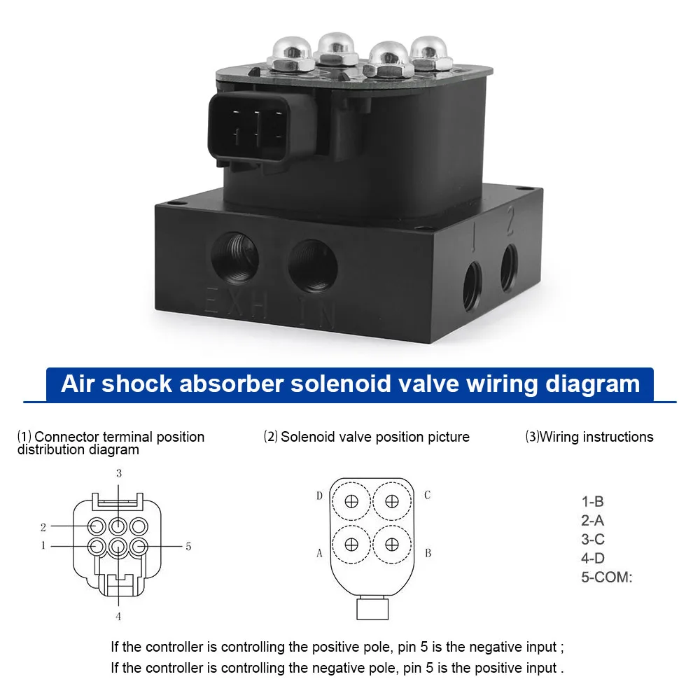 12V Solenoid Valve Air Ride Suspension Manifold Valve 0-200psi/0-300psi Pneumatic Shock Absorber For Auto Fast Control fbss