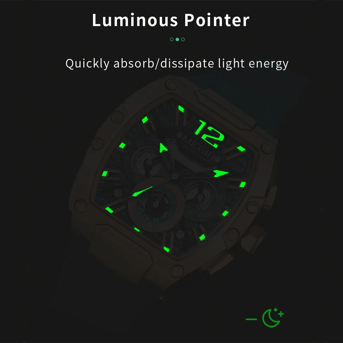 MEGIR الفاخرة الأخضر سيليكون كرونوغراف الرجال الرياضة ساعة تونيو الهاتفي مقاوم للماء الكوارتز العسكرية ساعة اليد 24 ساعة تاريخ Relogio