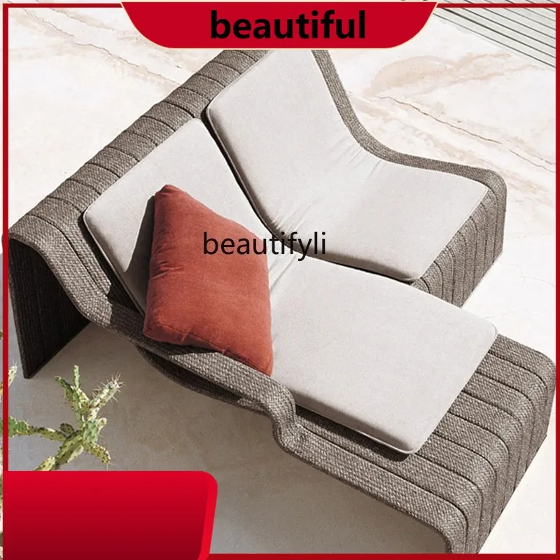 

Ratten Bed Outdoor Rattan-like Leisure Lying Bed Sofa Bed Hotel Swimming Pool Beach h