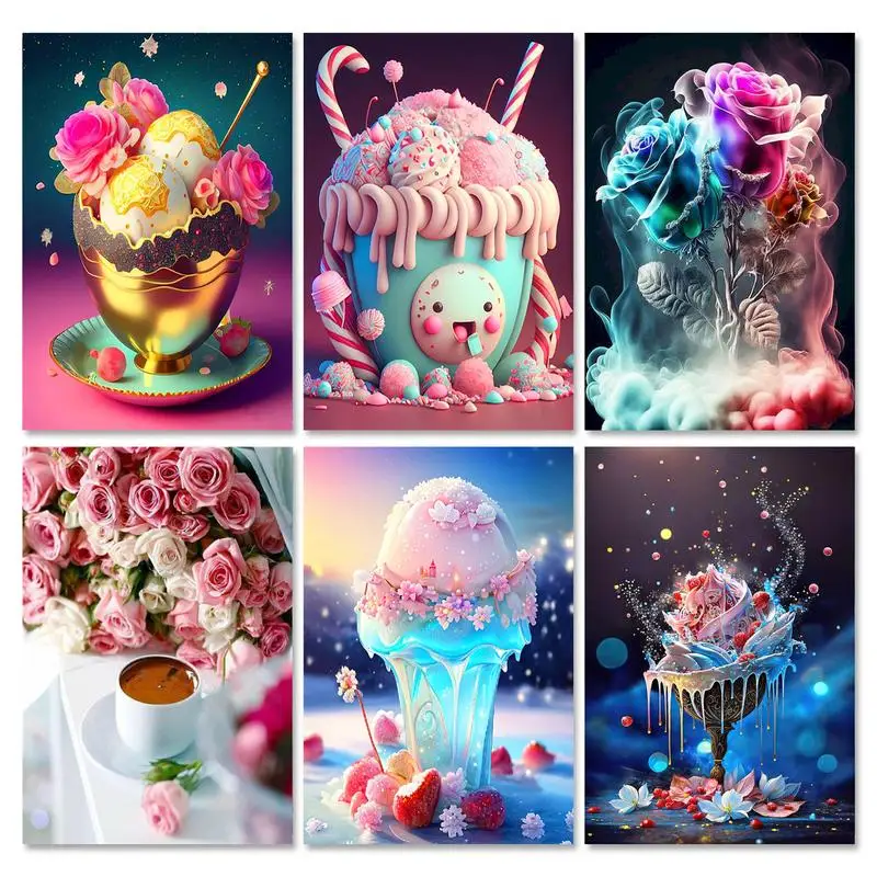 

GATYZTORY 5D Diamond Painting New Collection Coffee Cross Stitch Kit Embroidery Icecream Mosaic Cup Handmade Gift Art