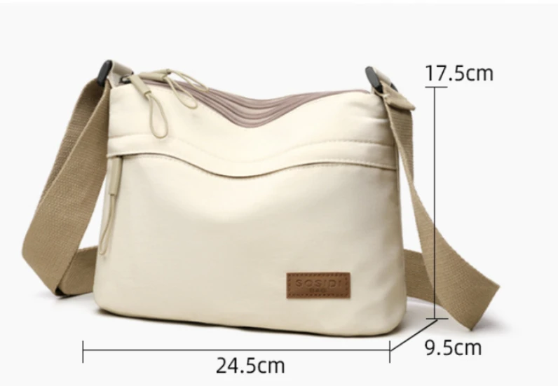 قطعة واحدة من حقيبة كروس ذات سعة كبيرة للنساء تتميز بتصميم متعدد السحاب ويمكن ضبط الأكتاف للسفر والعمل اليومي