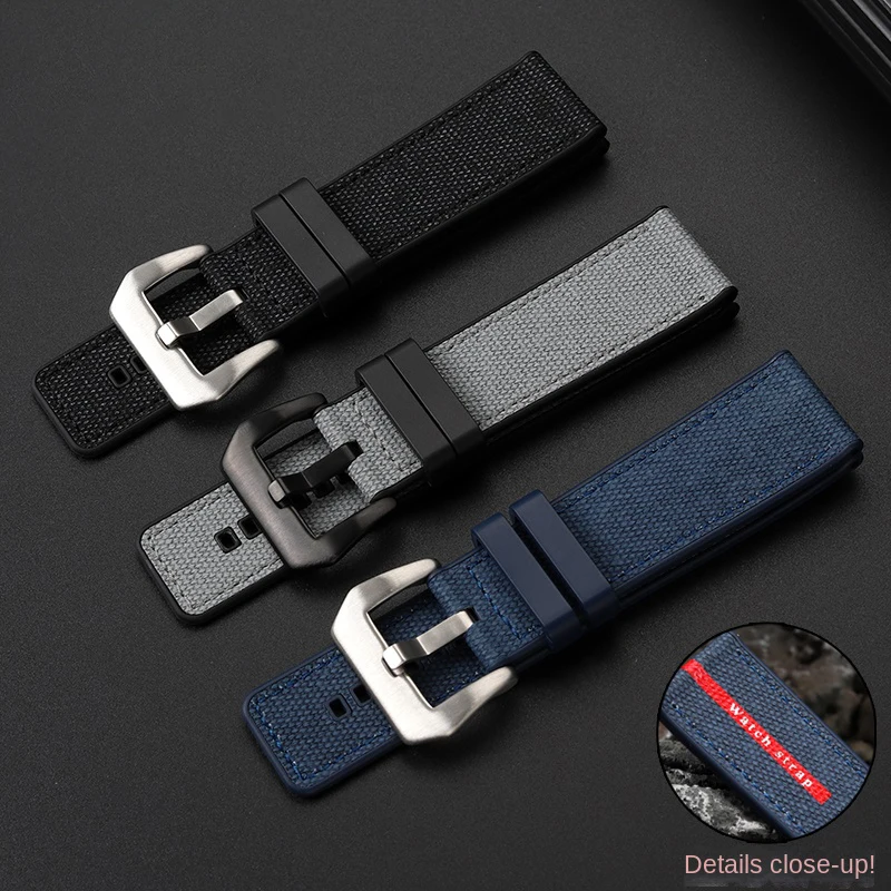 Men's 24mm bands For Panerai Submersible Bracelet Rubber Strap PAM1391 1565 Luna Rossa Series Luminor Waterproof Strap Watchband