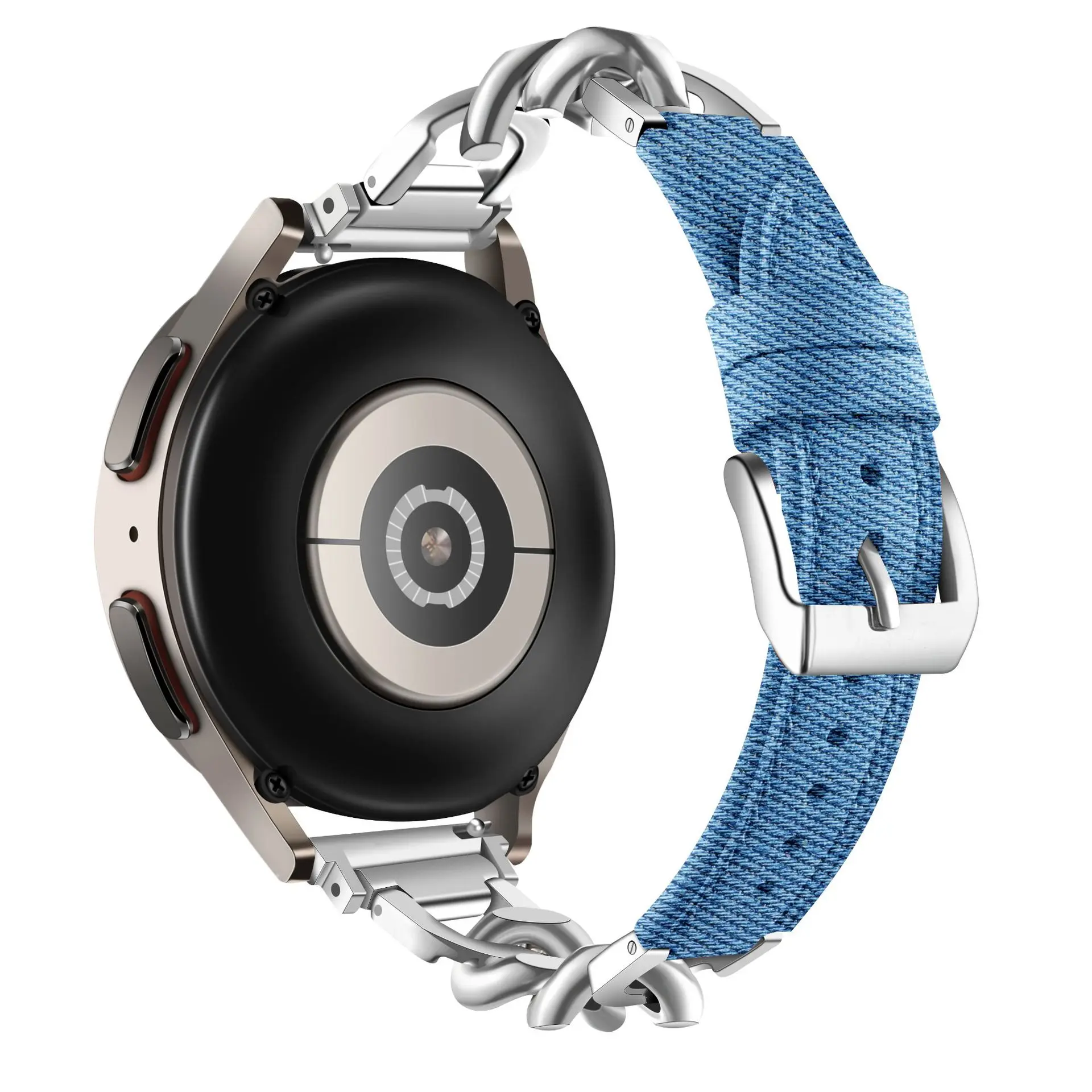 20mm 22mm Denim Steel Buckle Leather Watch Strap for Samsung Galaxy Watch 6 5 4 3 Jeans Canvas Bracelet GT3 GT2 Belt