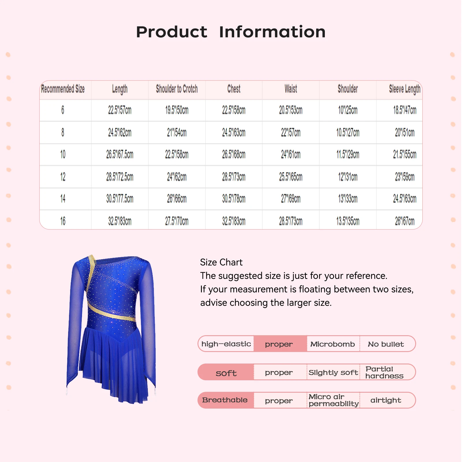 

Kids Girls Figure Skating Lyrical Dance Dress Ballet Modern Dance Costume Long Sleeves Strappy Back Rhinestones Leotards Dress