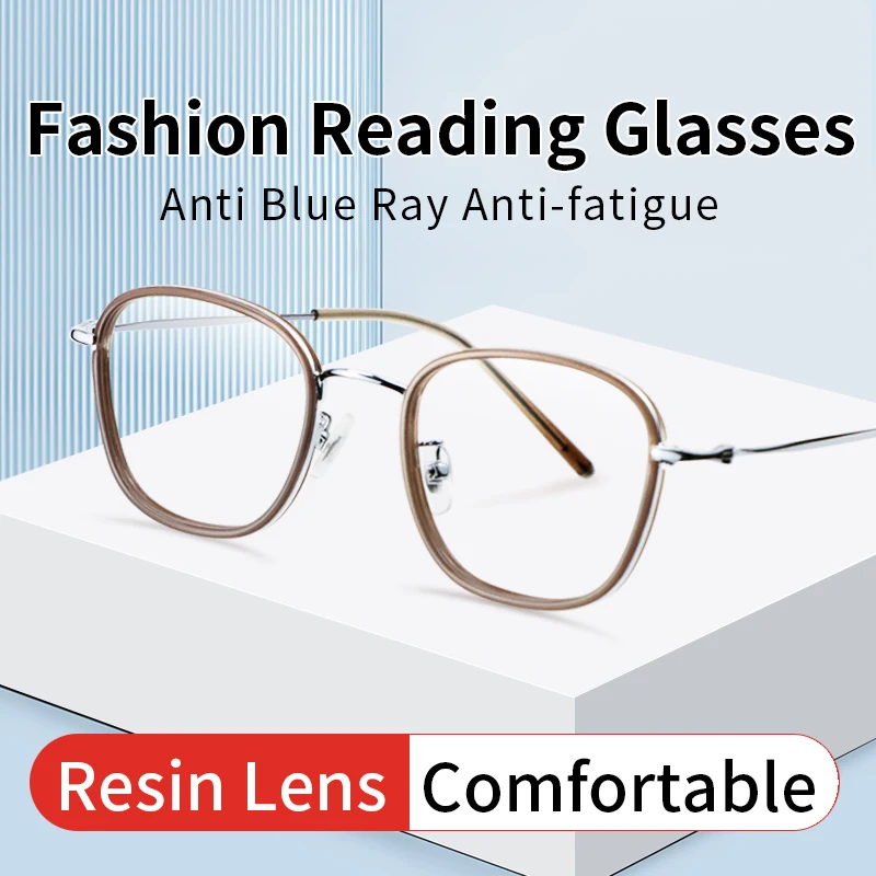 

Stylish Anti Blue Light Reading Glasses for Women,TR90 & Metal Frame Anti Eyestrain Readers, Diopters+0.5 0.75 1.0 1.25 To +4.0