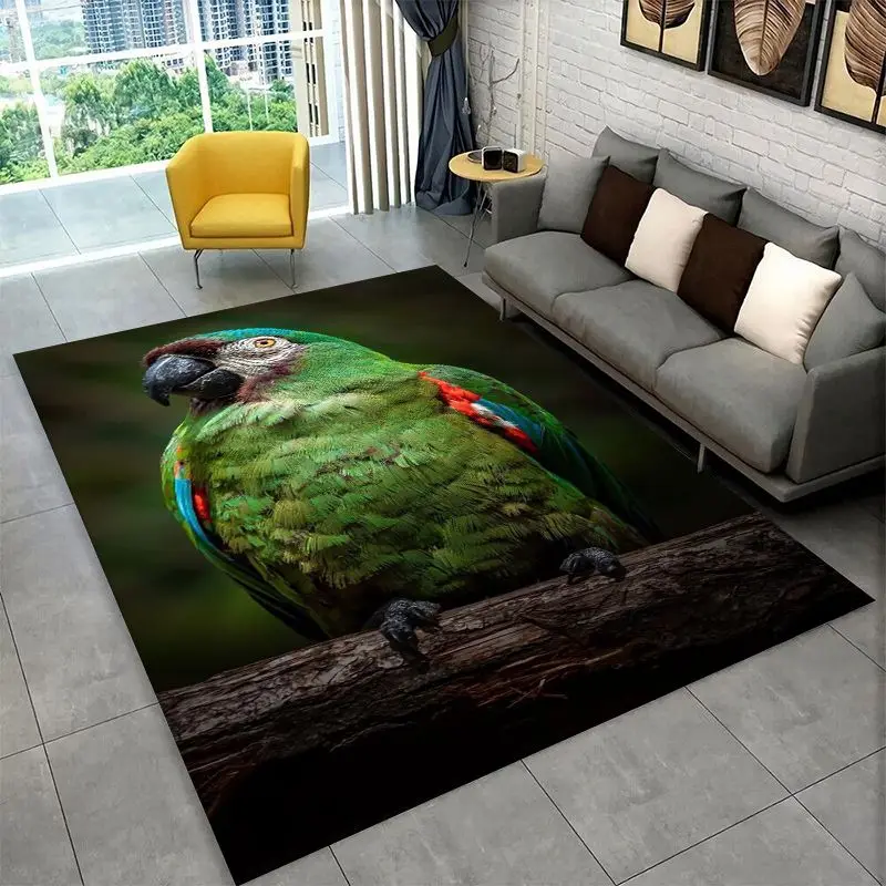 Colorful Parrot Macaws Parakeet Birds Large Area Rug Non-slip Carpet for Bedroom Living Room Sofa Doormat Home Decor Floor Mat