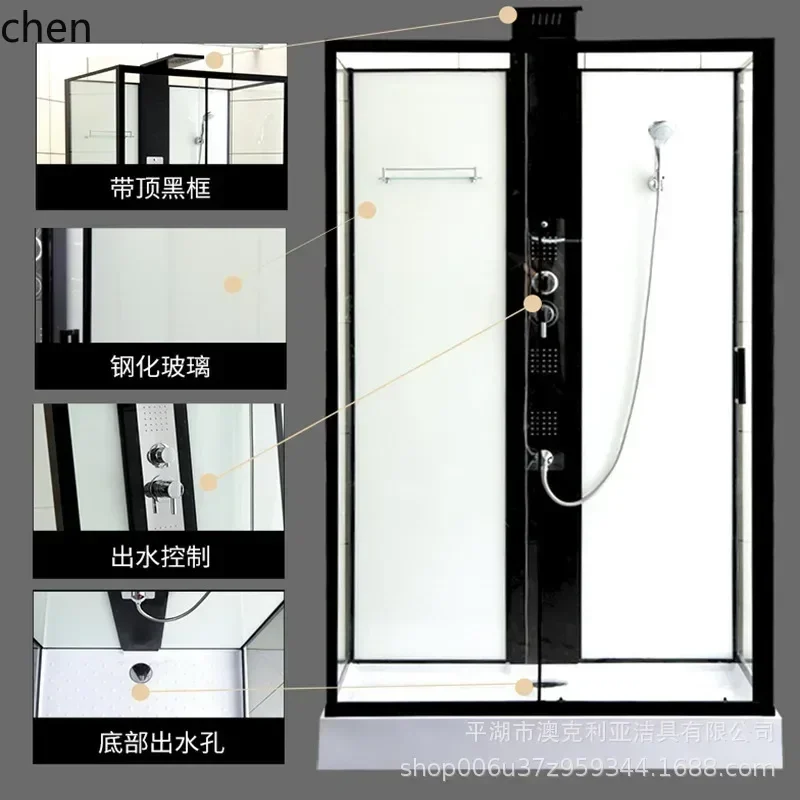 PYH Integrated Shower Room Bathroom Door Household Toilet Tempered Glass Door Square Shower
