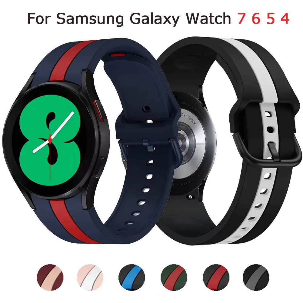 Silicone Strap for Samsung Galaxy Watch 4 6 Classic 46mm 42mm 47/43mm 5Pro 45mm Original No Gaps Sports Band For 7 6 5 4 44/40mm