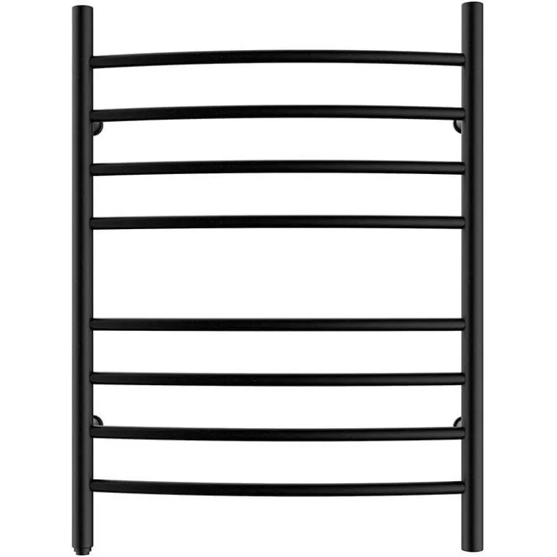 Towel Warmer 8 Bar Plug-in Curved Bath Towel Heater Towel Warmer for Bathroom Plug-in Drying Rack Matte Black