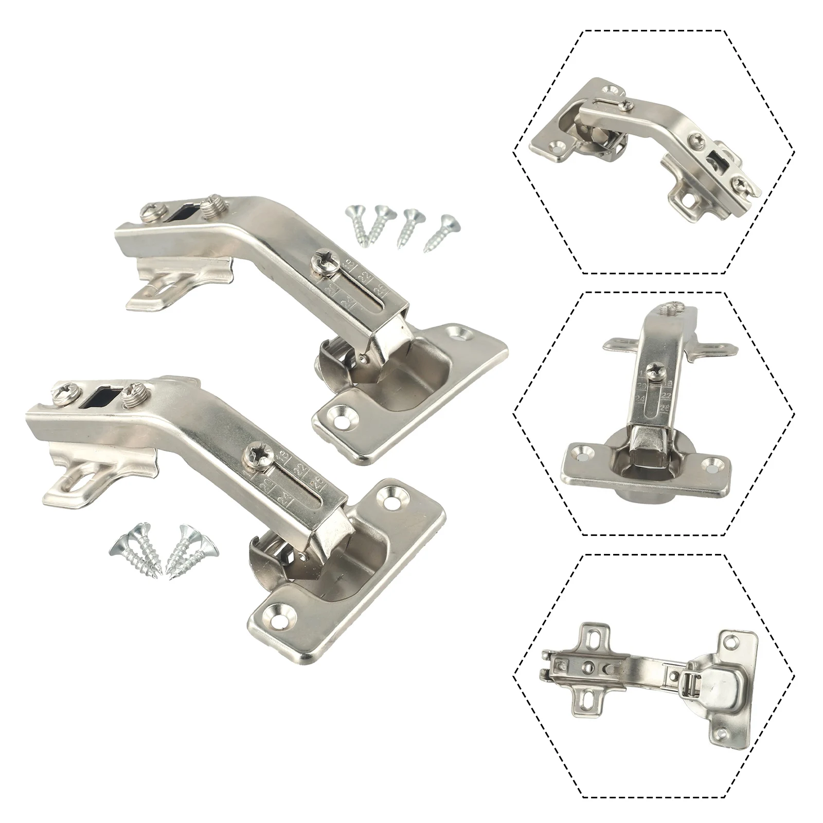 2pcs Corner Kitchen Cabinet Door Hinges Combination 135degree Plate and Screws Set for Closet Doors TV Cabinets and Bookshelves