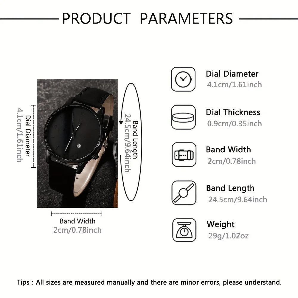 Il set di orologi al quarzo con cinturino in pelle da uomo di lusso da 2 pezzi e 1 pezzo è il regalo perfetto per le cerimonie di laurea scolastiche o qualsiasi occasione