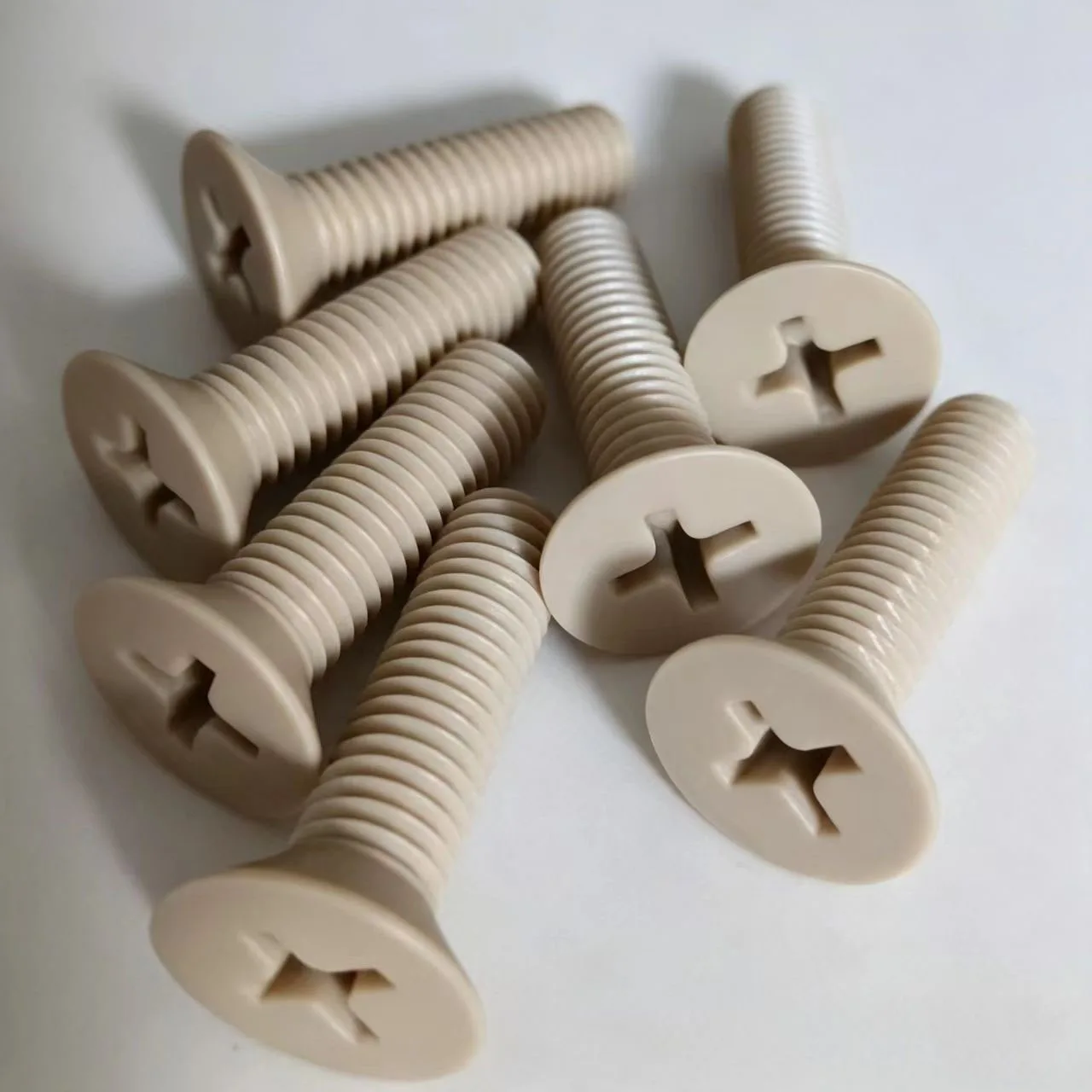 M1.2-M8 PEEK Countersunk Phillips Screws Insulated High Temperature Resistant Non-magnetic Plastic Anti-corrosion Bolts