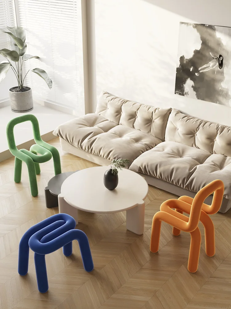 كرسي INS Klein Blue Designer Creative Makeup Stool الحديث البسيط لتناول الطعام مع مسند الظهر ومقعد الغرور العصري للبالغين في المنزل #2