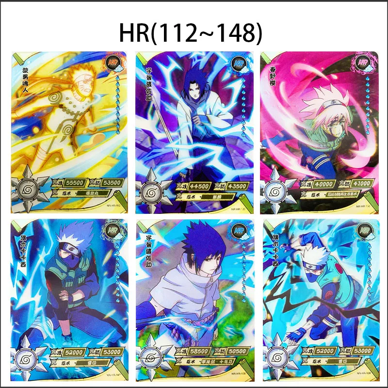 

KAYOU Anime NARUTO HR 112-148 3D Cards Hatake Kakashi Uzumaki Naruto Haruno Sakura Uchiha Itachi Rare Card Collectible Boys Toys