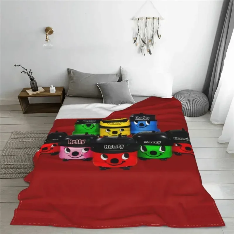 Henry Hoover And Friends Knitted Blanket Coral Fleece cute fun retro anime Soft Throw Blankets for Car Sofa Couch Bedroom Quilt