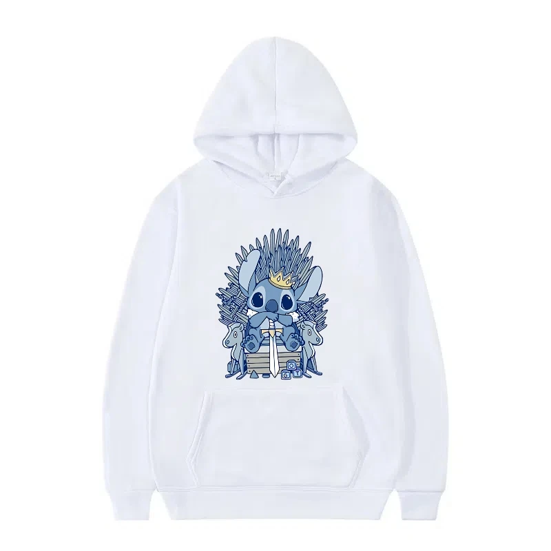 ديزني بسيط لطيف نمط مطبوع هوديس وبلوزات ليلو وستيتش ملابس Y2k مريحة مع غطاء محرك السيارة للرجال والنساء