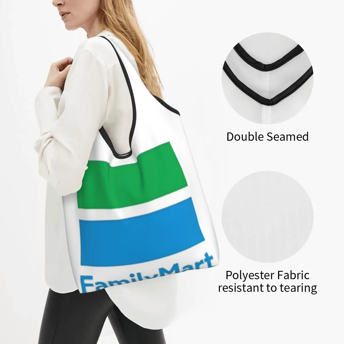 Family Mart Portable Tote Shopping Bags Large Capacity Shopper Bag Groceries Handbag Shoulder Bag