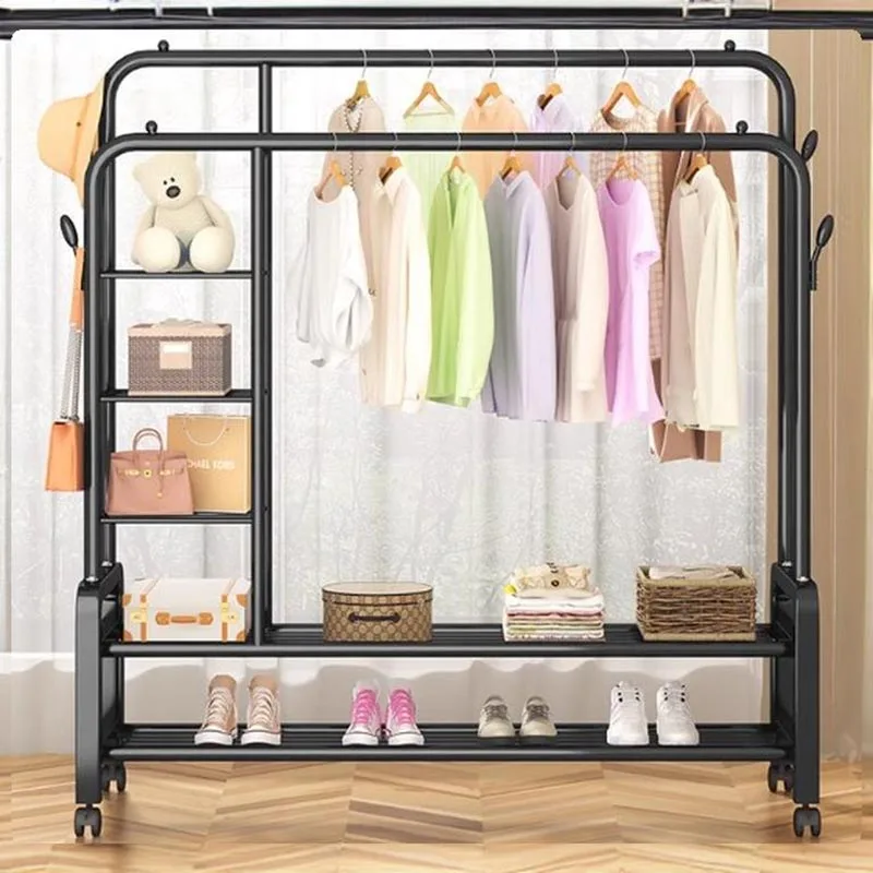 Movable Indoor Clothes Hanger Convenient Multilayer Skirt Bathroom Clothes Drying Rack Space Saving Arara De Roupa Furniture