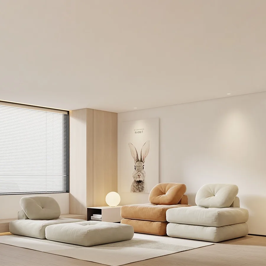 Fabric sofa tofu cubes without armrests disassembly and washing module down lazy sofa small apartment Internet celebrity single