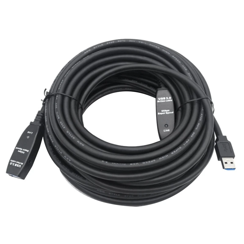 5M USB 3.0 Male To Female Cable With Extension Chipset - USB Active Extension Cable Repeater Cable - Black