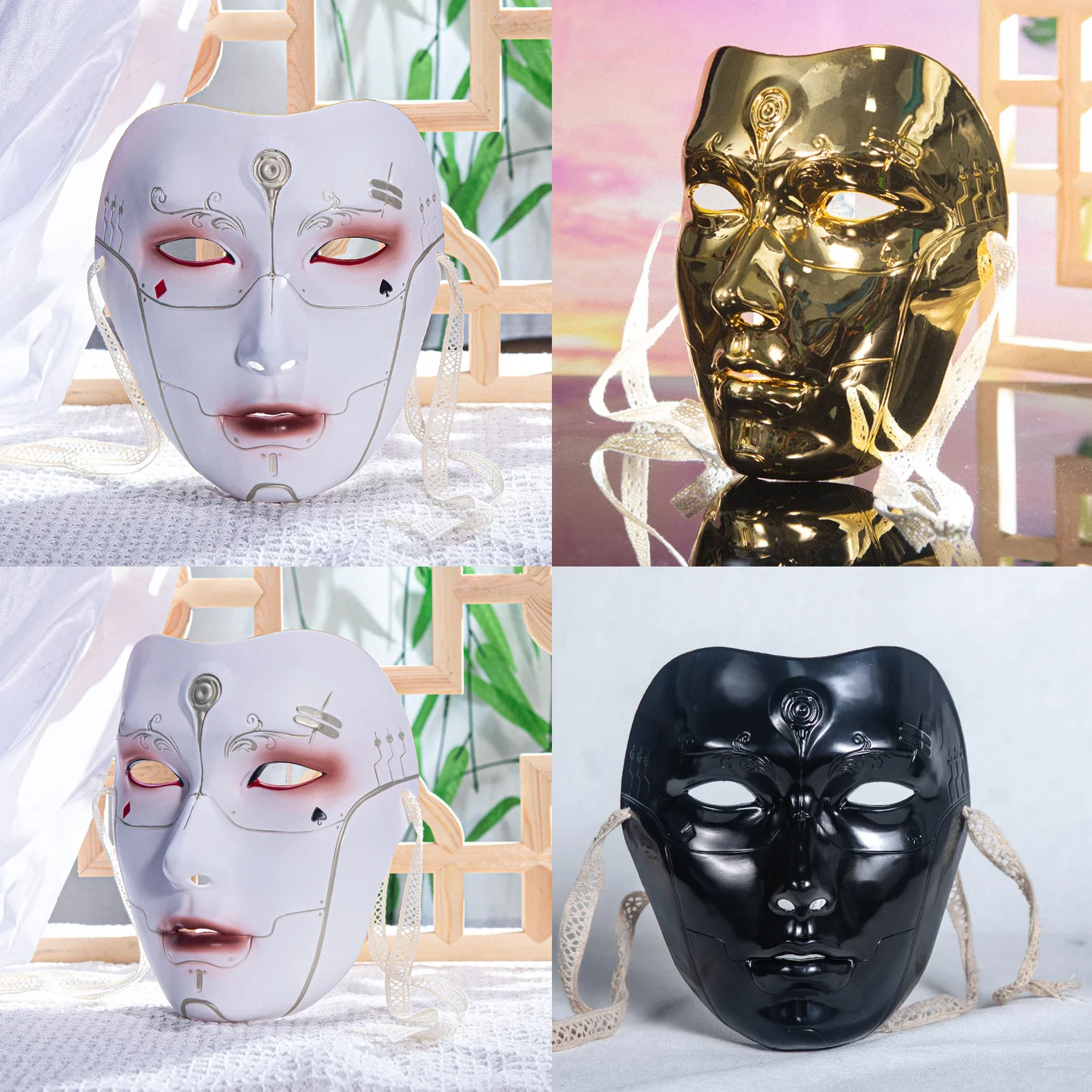 Maschera per travestimento cinese Mezza maschera completa per donna Uomo Cosplay Puntelli per fotografia per feste Decorazioni di Halloween Maschere COS