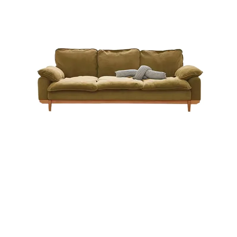 

Fabric sofa, retro green corduroy, simple
