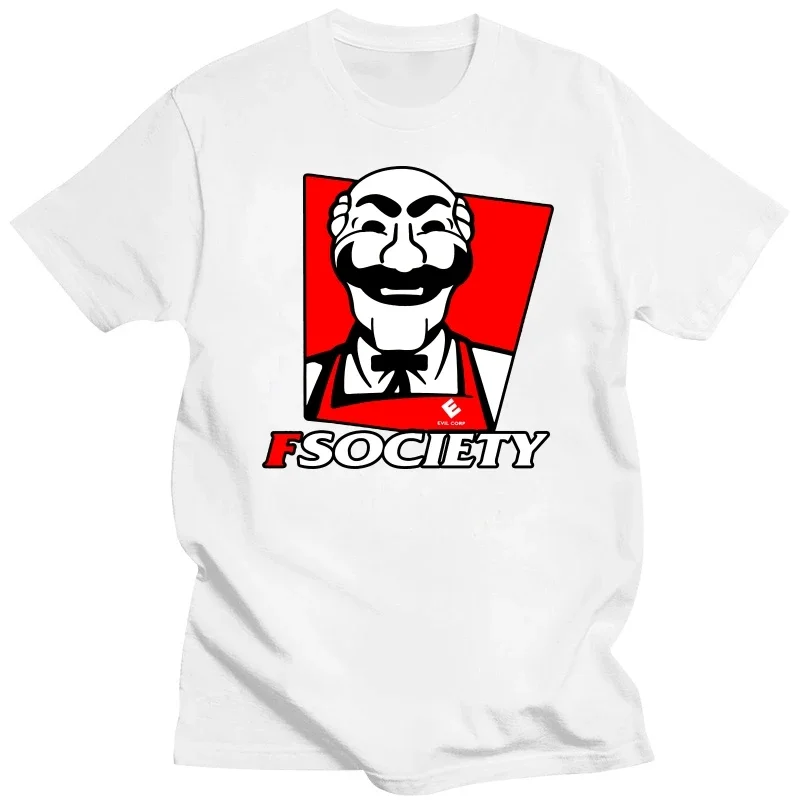 Funny Mr Robot FSociety Tshirt Men Short Sleeve Casual Hacking T-shirt Hacker T Shirt Loose Fit 100% Cotton Geek Tee Tops Gift