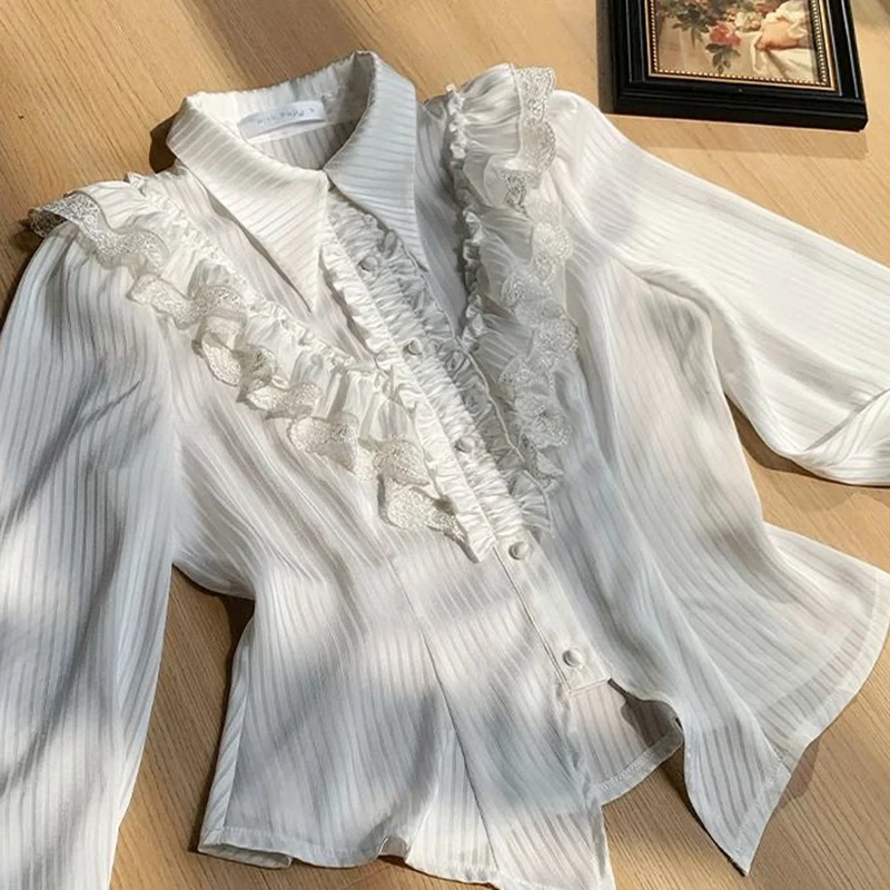 Camicette Lolita giapponesi Kawaii Donna Camicie vittoriane vintage con maniche a lanterna Top Y2K Estetica Cospaly Jk Blusas Mujer De Moda