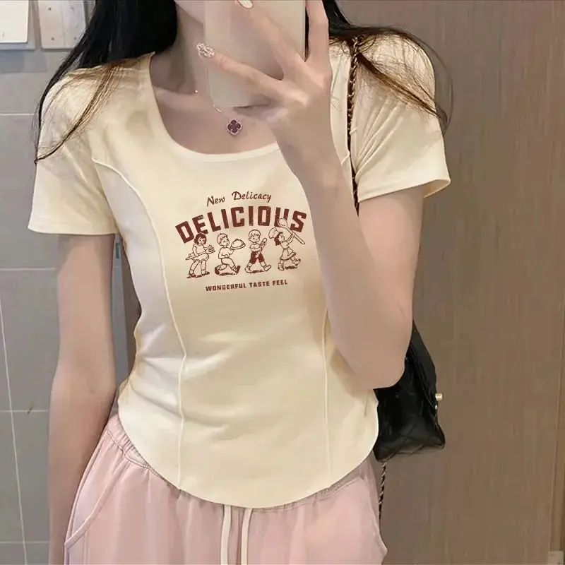 

Short Printing Loose Youth T Shirts Short Sleeve Korean Solid All-match Fashion Tops Tees Summer New Casual Trend Women Clothing