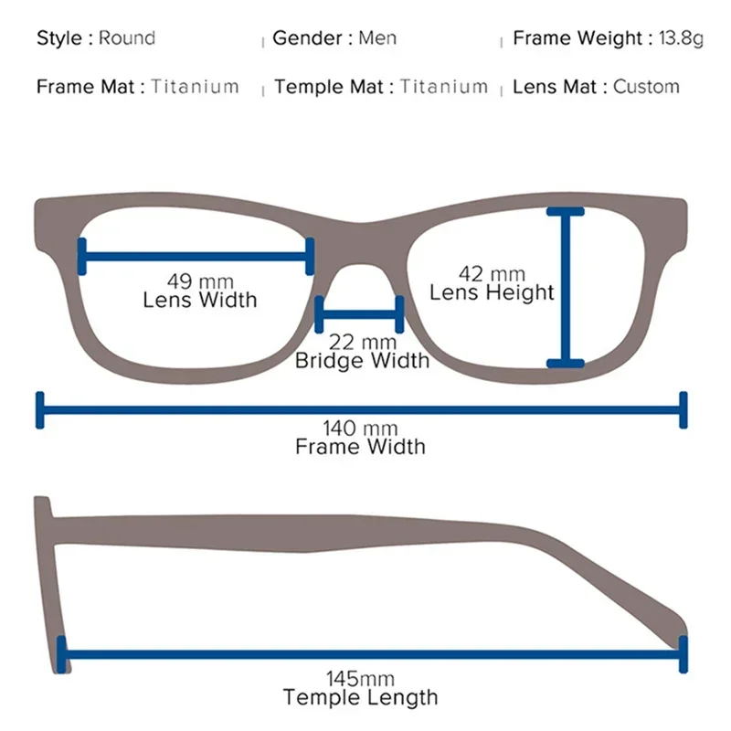 Retro Round Bifocal Progressive Eyeglasses Titanium Men Multifocal 1.74 Optical Glasses Photochromic Doctor Prescription Eyewear