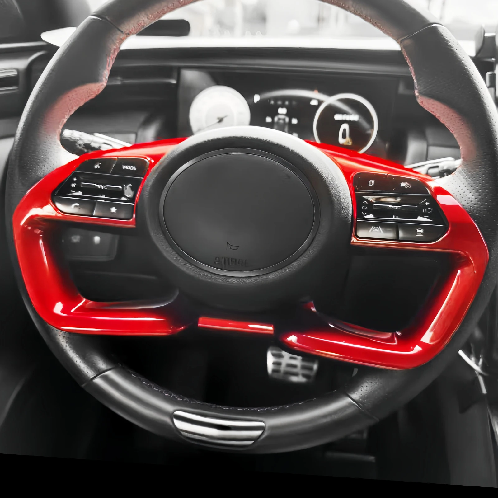 

Red Car Steering Wheel Switch Button Cover Trim For Hyundai Tucson NX4 Elantra CN7 2021-2024 Automobile Accessories