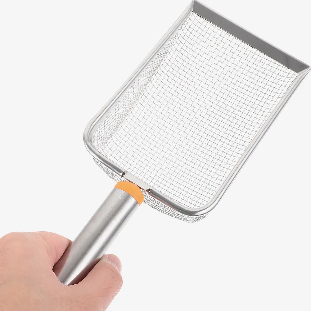 Pelle à litière pour chat en acier inoxydable avec filtre à mailles fines pour une élimination efficace des bouloches d'excécration, antiadhésive, prise en main facile, manche ergonomique